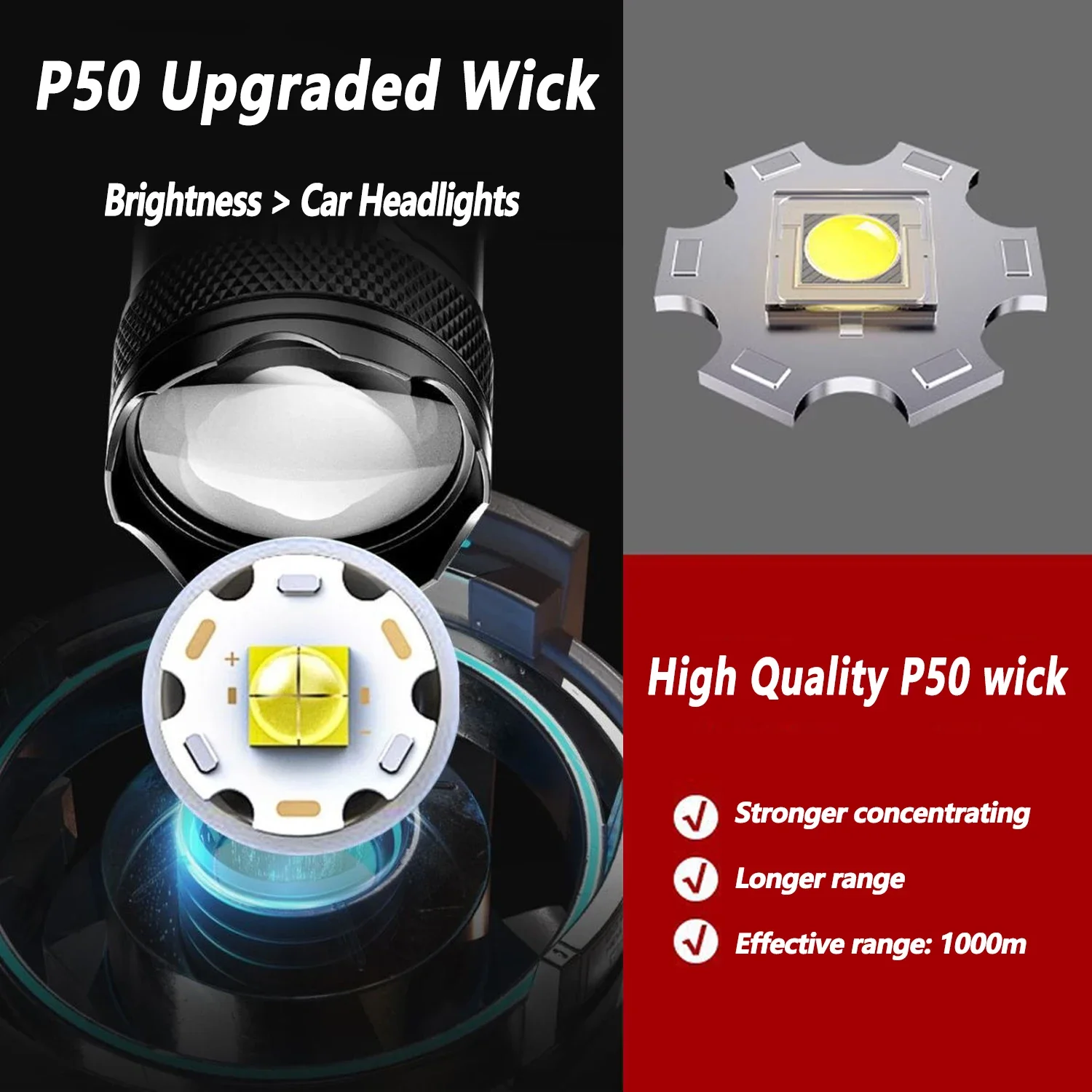 Ultra Parlak LED El Feneri 200 - Tactical Flashlight Rechargeable incelemesi ve fiyatı