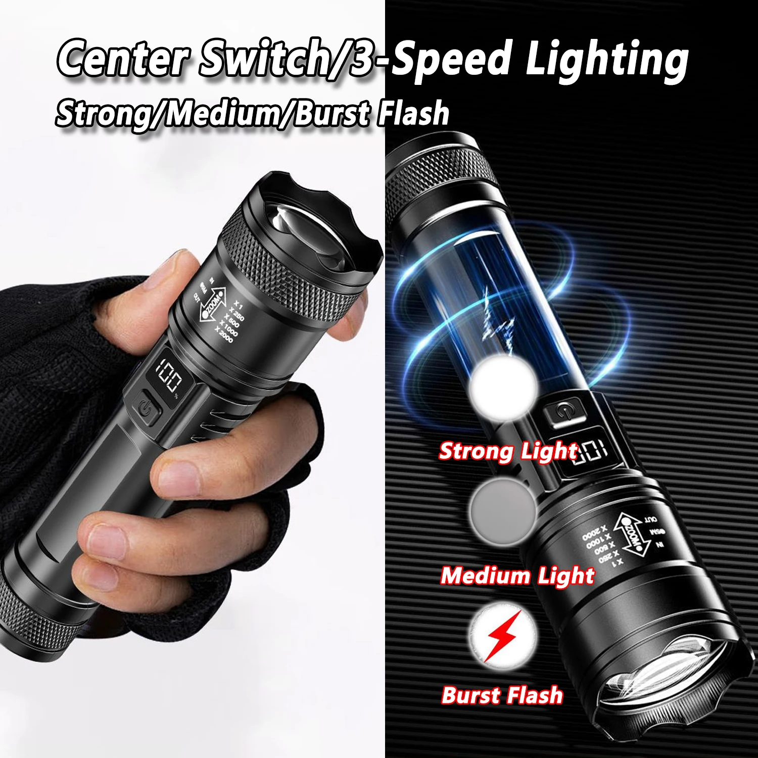 Ultra Parlak LED El Feneri 200 - Tactical Flashlight Rechargeable incelemesi ve fiyatı